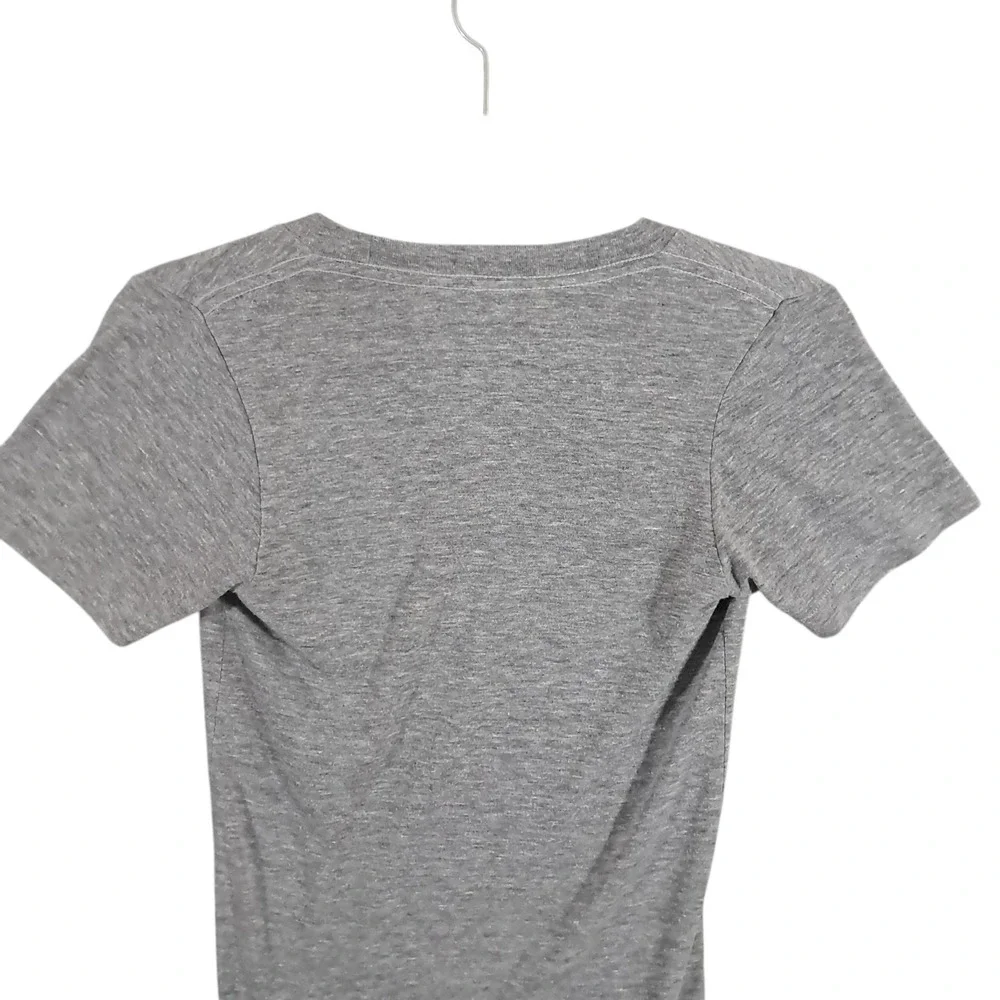 Obey Tee Womens Graphic V Neck Plunge T Shirt XS Gray USA Y2K Grunge Fitted - Picture 6 of 10